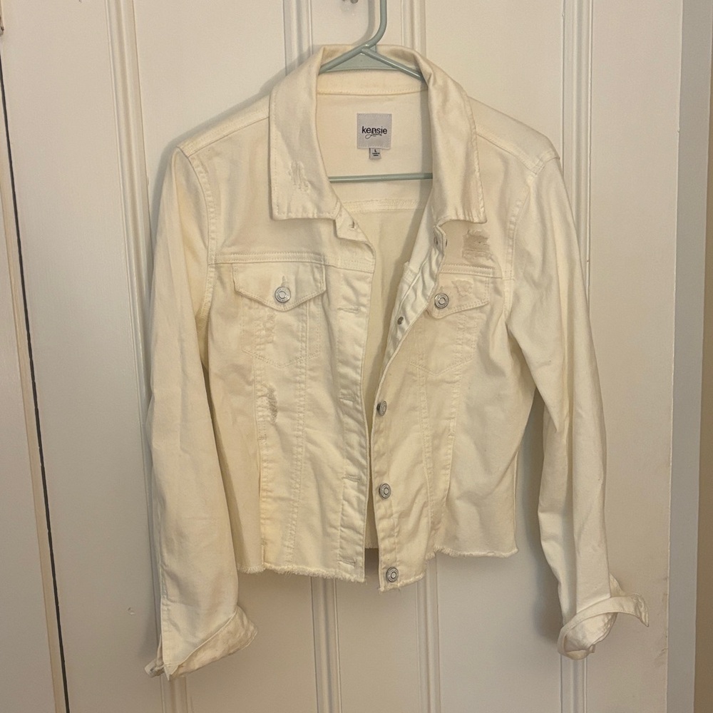 Kensie Jeans Women's Off-White Denim Jacket